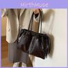 Vintage Solid Color Large Capacity Underarm Tote Bag For Daily And Travel