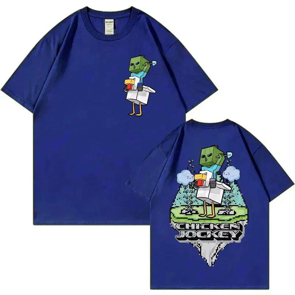 Мультяшные футболки с графикой игры Chicken Jockey для мужчин и женщин, Y2k мода, футболка с коротким рукавом, одежда из высококачественного хлопка, 2D футболки