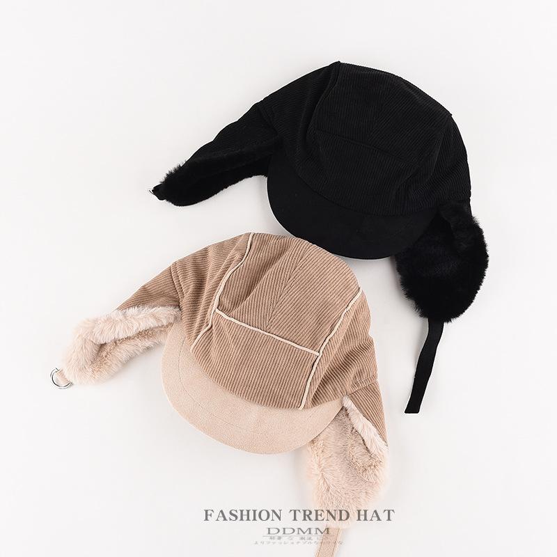 Кепка Lei Feng с утиным язычком для мужчин и женщин на осень и зиму, теплая вельветовая шерстяная защитная кепка для защиты ушей, полосатая кепка для велоспорта, полетов