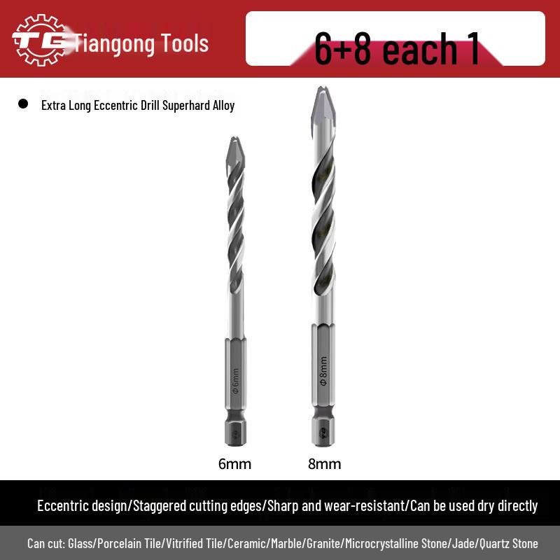 Eccentric Tile Drill Bit for Concrete, Cement, and Ceramic – Super Hard Alloy Triangle Impact.