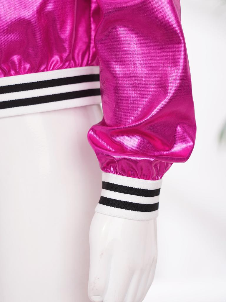 Детская бронзовая тканевая куртка для девочек, пальто, топ в стиле хип-хоп, джаз, современный танцевальный топ, костюм для дискотеки