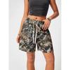 Весенне-летние женские свободные повседневные шорты на кулиске с принтом веток и камуфляжем