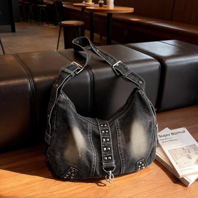Сумка-тоут большой вместимости, сумка из выбеленного денима, сумка на одно плечо, сумка кроссбоди для поездок на работу