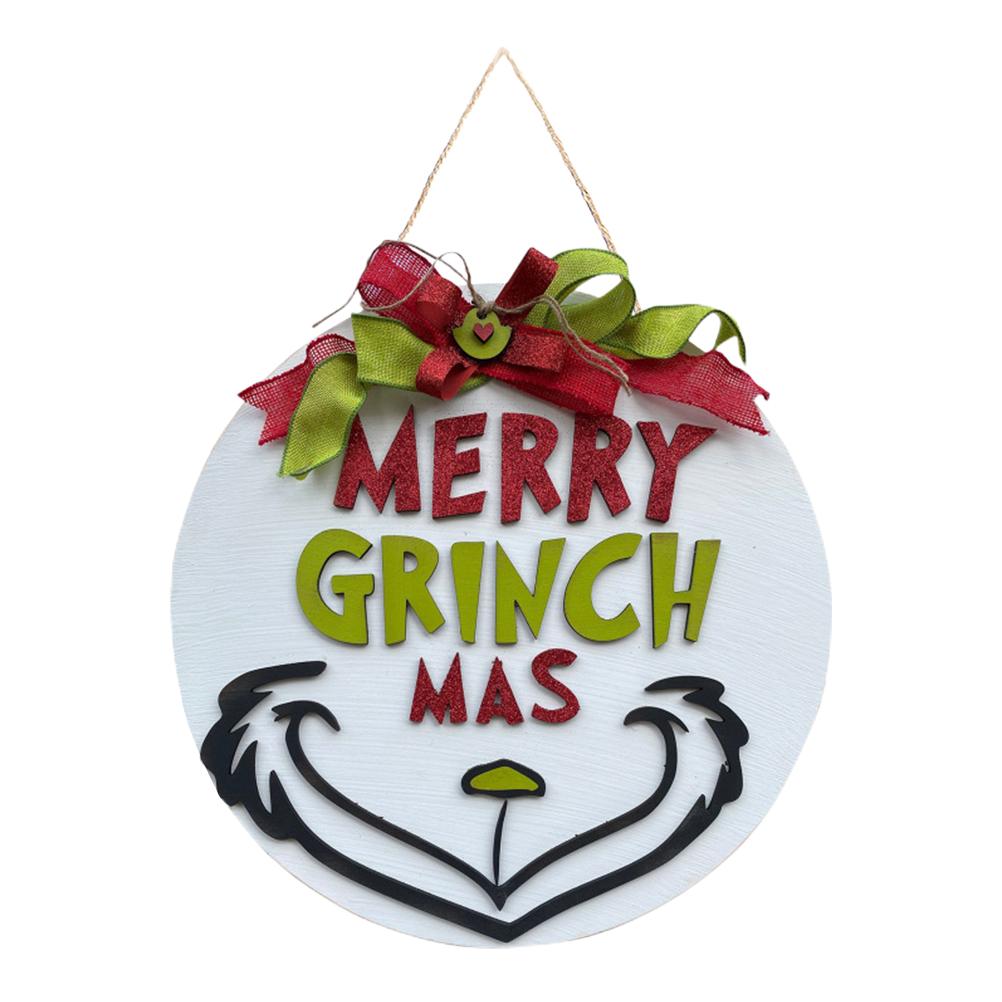 Рождественский приветственный дверной знак, зеленый деревянный венок для входной двери, стены, крыльца, внутреннего и наружного декора