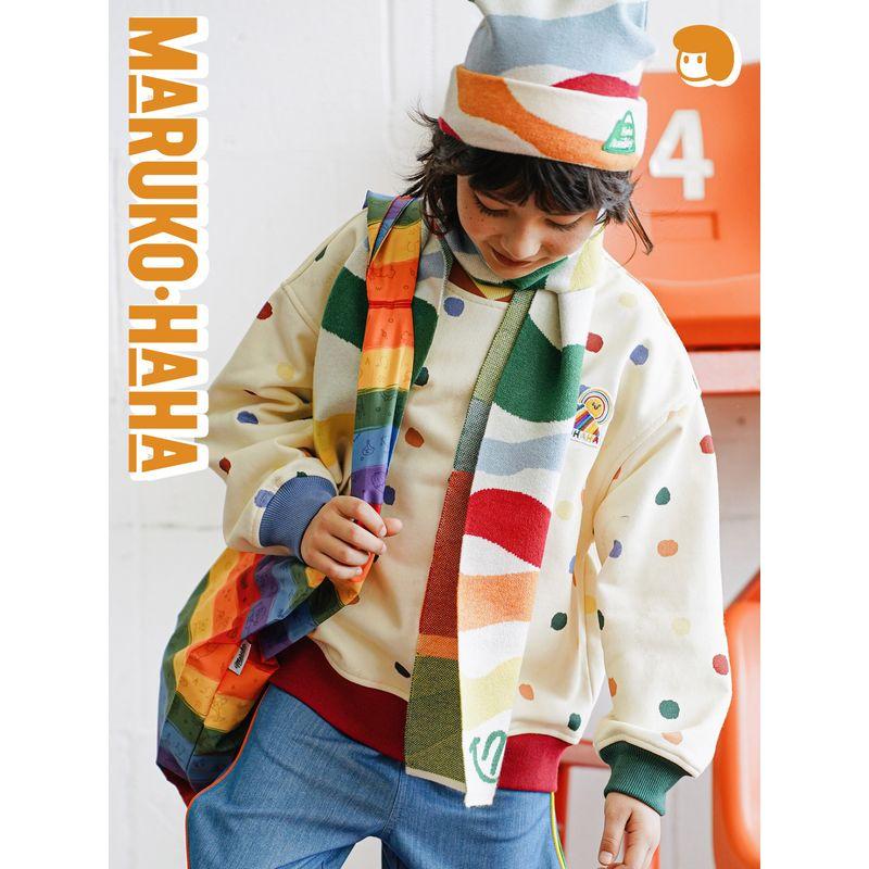 Свитшот с круглым рисунком «Зубочистка Мару Мару и его друзья» в радужную горошек. Осенне-зимний топ для девочек из флиса моарэ твил.