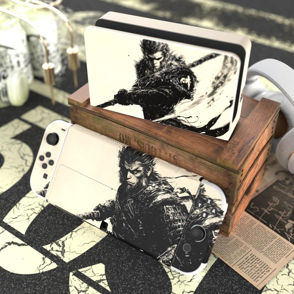 PlayVital Full Set of Protective Stickers Compatible with OLED Custom Vinyl Sticker Skin Seals Compatible with Switch OLED Console Dock Grip Models, &