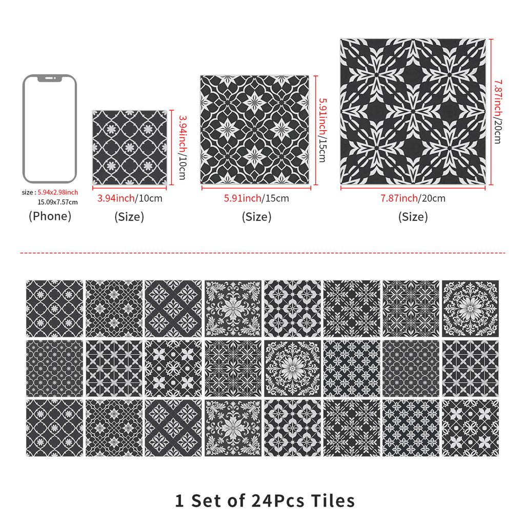 Европейская Хрустальная Мандала 24 Штуки Самоклеящаяся Наклейка на Стену, Водонепроницаемая Наклейка на Плитку для Кухни Спальни ПВХ Обои
