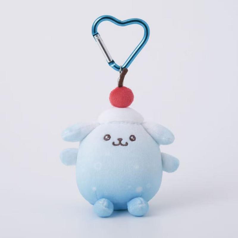 Vibrant Summer Pompompurin Plushie Keychain Sanrio Fluffy Bag Pendant Kawaii Chonky Purin Doggy Stuffed Doll Toy Mint Chocolate