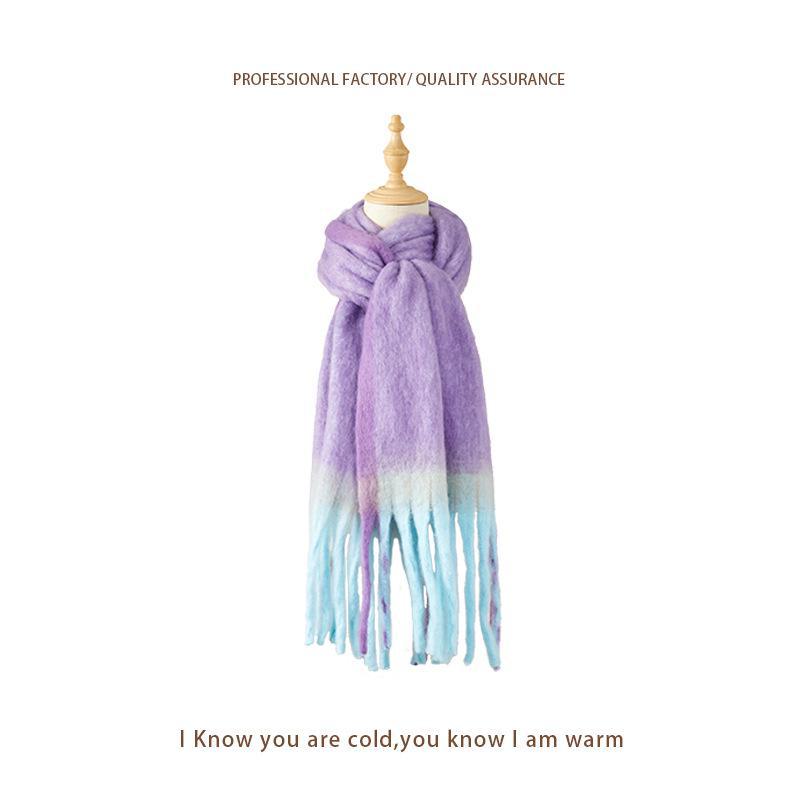 2024 Women's Mohair Thickened Scarf - Autumn/Winter Korean Style High-End Shawl