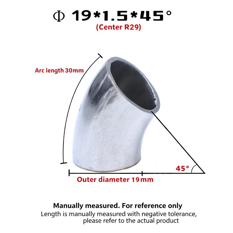45° Weld Elbow Corrosion Resistant 304 Stainless Steel Butt Weld Pipe Fitting 16-80mm OD for Gas Pipelines