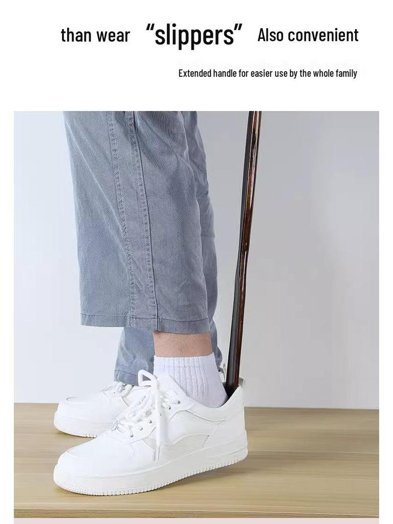 Long-Handle Solid Wood Shoehorn for Easy Shoe-Wear - Ideal for Pregnant Women and Seniors