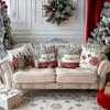 Festive Christmas Pillow Covers,Reversible Santa Claus&Reindeer Designs with Zip Closure-for Sofa,Living Room,Bedroom Decor