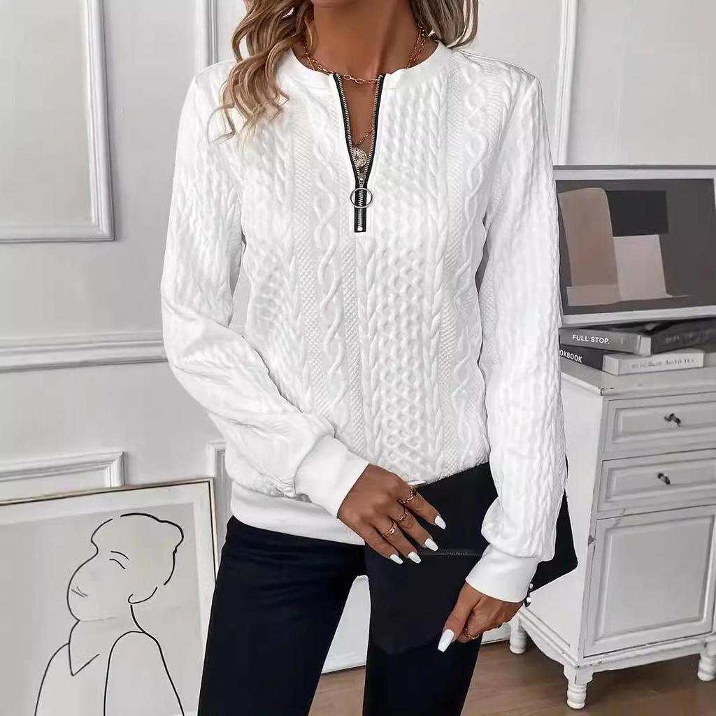 2024 Women's Quilted Casual Zip-Up Hoodie Pullover - European & American Korean Style