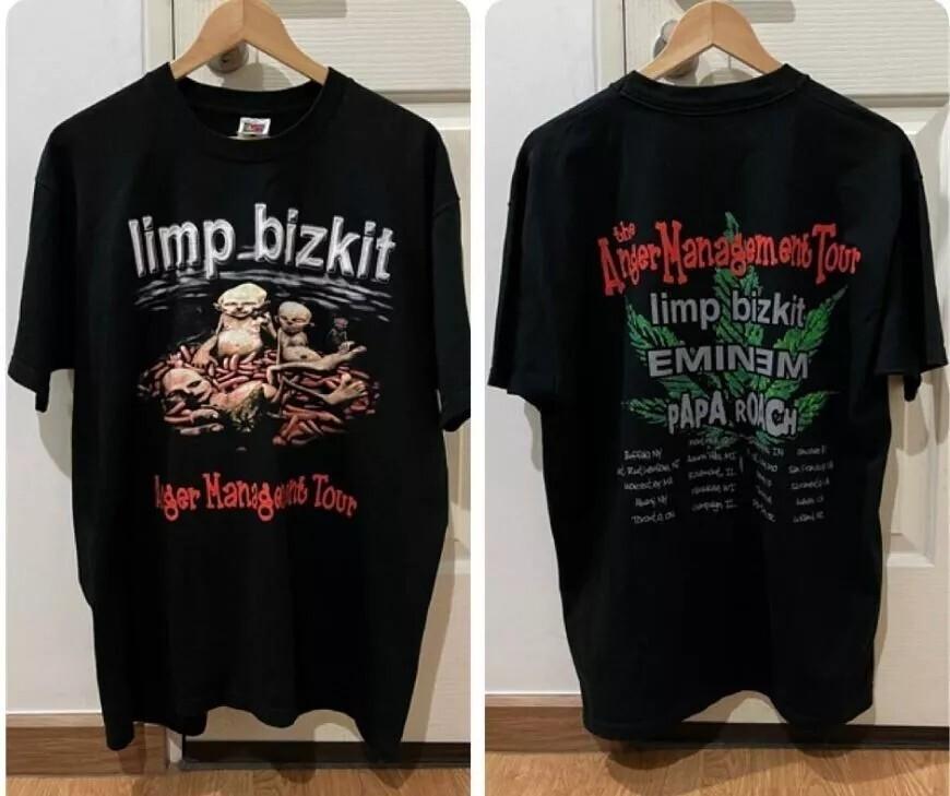 Limp BizKit Тур 2000 Черная Короткий Рукав 2 Стороны Хлопок Унисекс S-5XL Унисекс Футболка