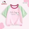 Hello Kitty Girls' Solid Color Short-Sleeve 2026 New Children's T-Shirt Summer Outfit Color-Blocked Pure Cotton T-Shirt Trendy