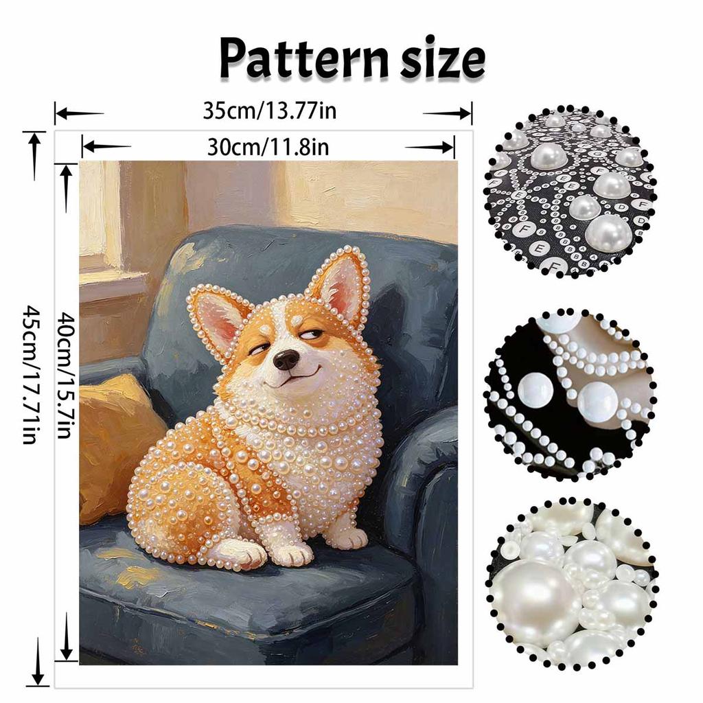 Pearl painting kit DIY cute corgi dog home decoration painting