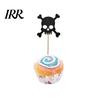 Glitter Black Cake Topper 8 Pcs Halloween Cupcake Picks, Spooky Skull Party Accessory Toppers, Gothic Birthday Decoration for Supplies