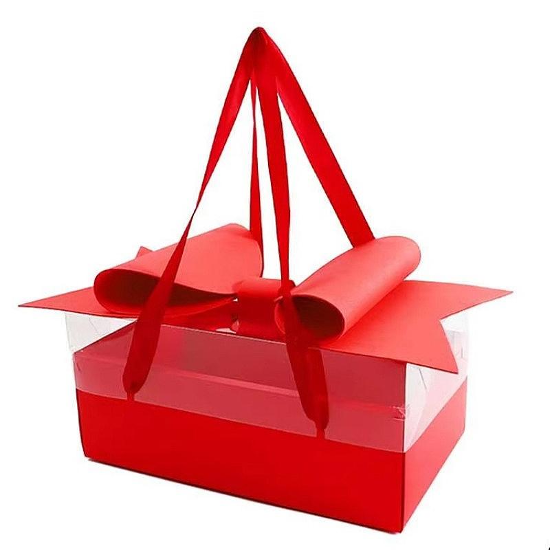 1 шт. Нежный мешок для конфет, ПВХ, коробка для упаковки торта, складная, с бантом для Дня святого Валентина, выпускного, дня рождения, 3 цвета