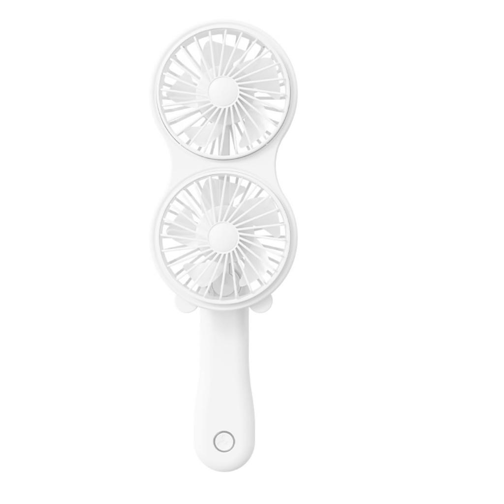 CAWKAY Double Handy Fan, Portable Desk Fan, Foldable, High Airflow, USB Charging, Perfect for Travel, Camping, Outdoors, Office, Living Room (White)