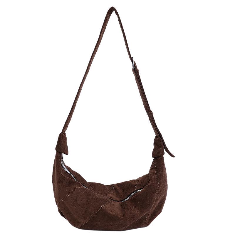 Винтажная замшевая сумка-круассан 2025: Стильная, Универсальная, Вместительная Сумка через плечо