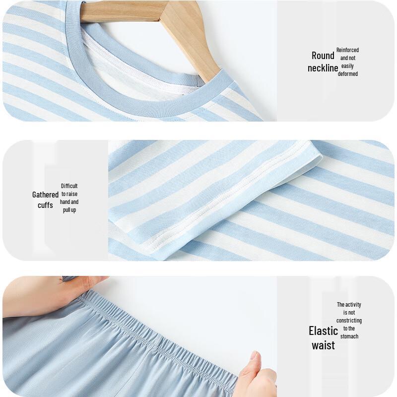 Bingxue Mumu Boys' Summer Pure Cotton Short Pajama Set