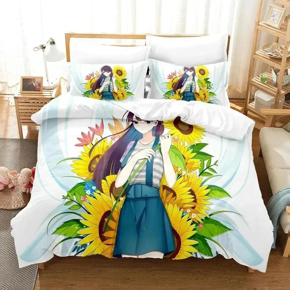 3D Print Anime Komi Can't Communicate Comfortable Duvet Cover Pillowcase Bedding Set Children Bedroom Decoration Home Textile
