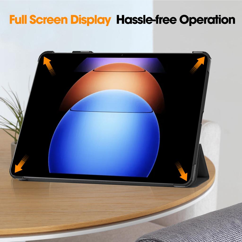 Кожаный чехол-подставка с тройным сгибом с функцией автопробуждения/сна для Xiaomi Pad 6S Pro 12.4