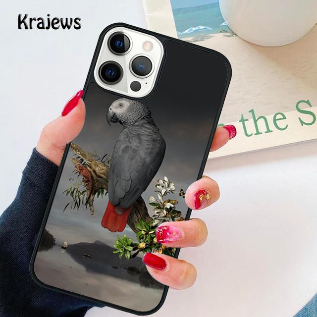 Мягкий чехол-накладка с изображением серого африканского попугая для iPhone 17 Air 16 15 14 plus 12 13 pro max coque Shell Fundas