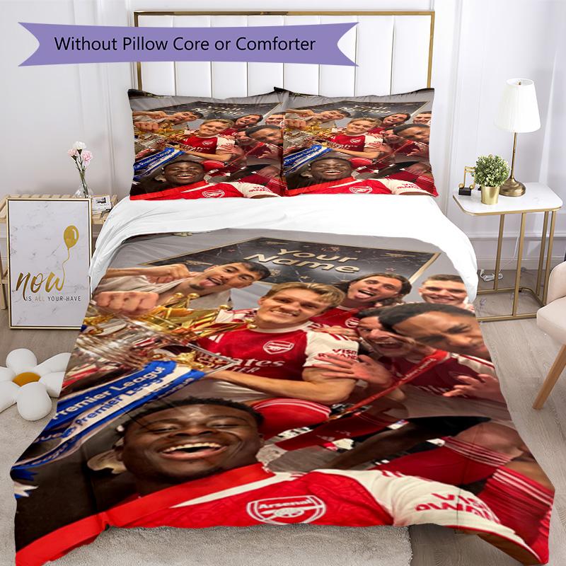 Arsenal Football Player Customizable Name Bed CoverBed Suitable for Bedrooms Soft Bedding Home Decor Birthday Christmas Gift Idea