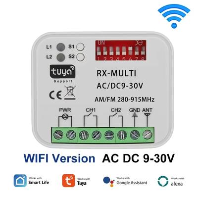 Универсальный переключатель Tuya WIFI 280-915 МГц для пульта дистанционного управления гаражными воротами, модуль переключения AC/DC 9-30V, реле для открывания ворот.