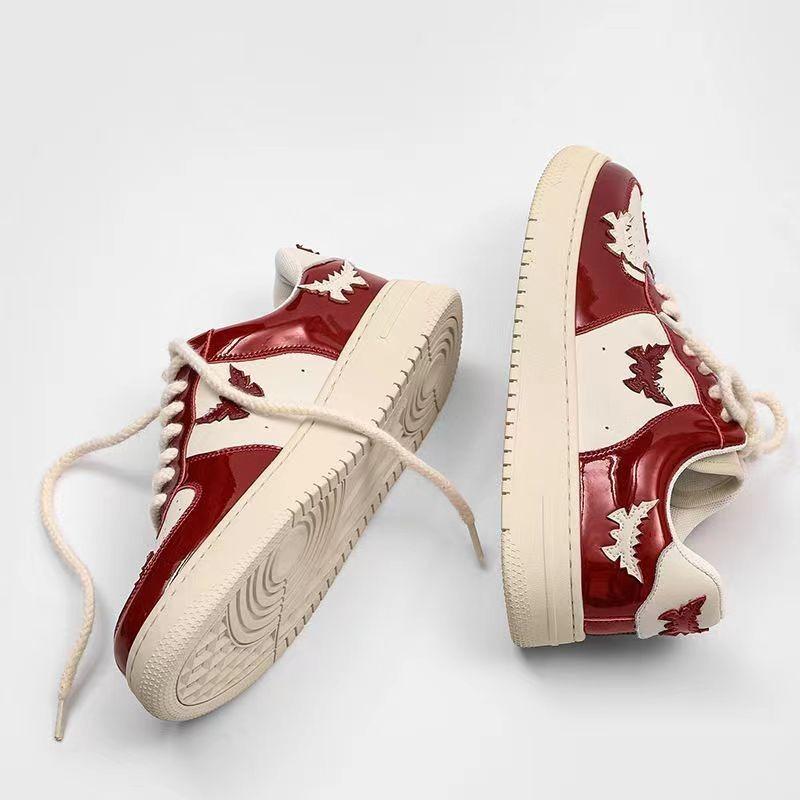 Women Autumn Y2k Breathable Couple Sneaker Red Bat Pattern Winter Man Skateboard Shoes Gothic Vintage Designer Shoes Size 35-44