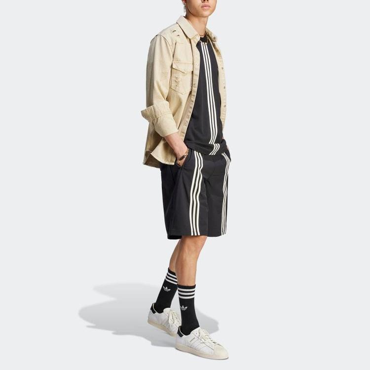 Adidas Мужская футболка свободного покроя с круглым вырезом и тремя полосками Originals, черные HZ0706