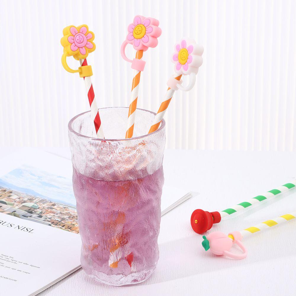 Sealing Lids Drinkware Accessories Cartoon Straws Plugs Silicone Dust-Proof Cap Pipette Tip Cover