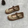 Johnature Retro Genuine Leather Women's Shoes Casual Round Toe Thick Soled Shallow Flat Shoes