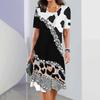 Новое женское платье с леопардовым принтом, анималистичный принт, элегантное летнее платье среднего размера, модный тренд для больших женщин