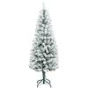 Snowy Artificial Christmas Tree 150cm with 317 Branches and Metal Stand, Green Christmas Tree for Indoor Living Room