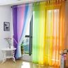 100*200cm Home Decor Candy Color Window Screens Living Room Bedroom Blackout Transparent Gauze Tulle Princess Style Drape Panel Sheer Scarf Divider