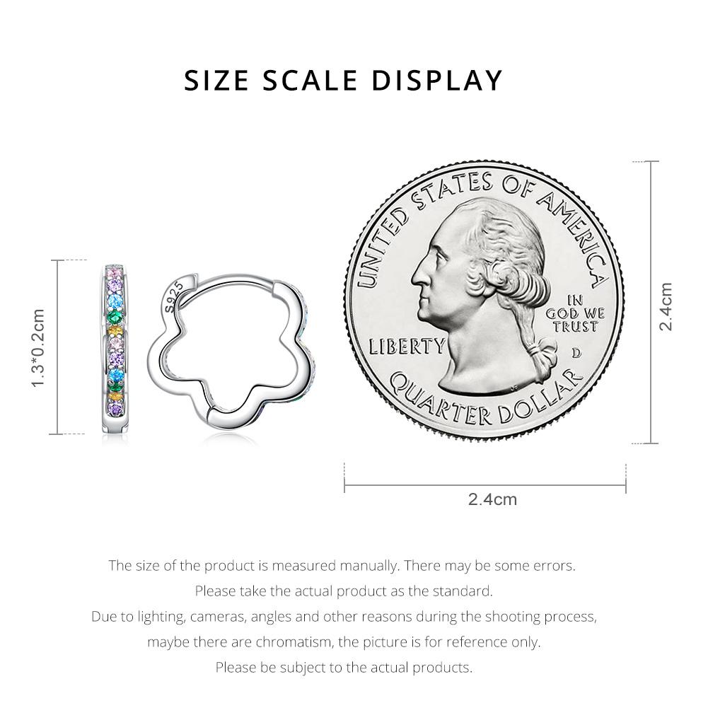 BAMOER, серьги из стерлингового серебра 925 пробы с цветком, пряжки для ушей, Радужный цирконий, простые стильные серьги для женщин, ювелирные изделия, подарок дружбы