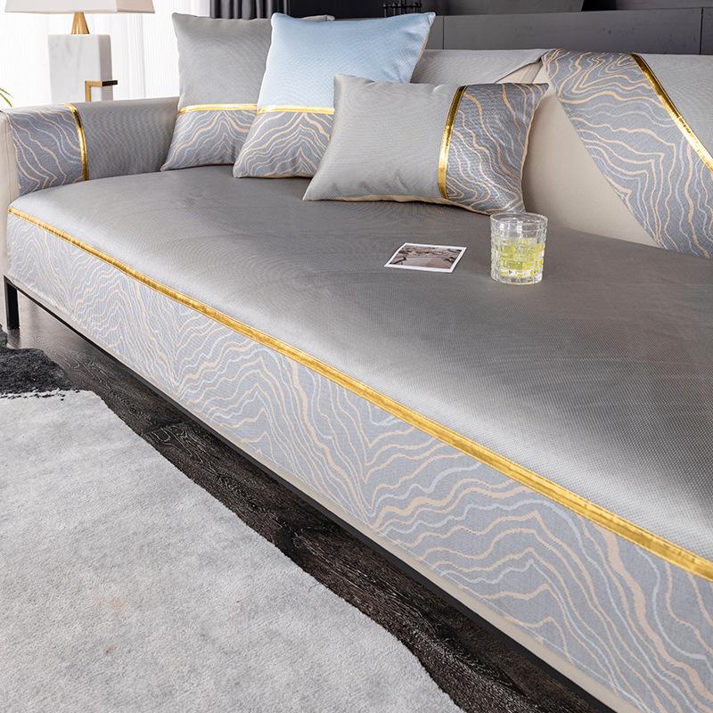 Летняя подушка для дивана из ледяного шелка, нескользящий коврик, подушка для сиденья, новый легкий роскошный простой кожаный чехол для дивана, тканевое полотенце