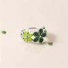 Silver Green Flower Leaf Ring, New Fashionable Rose Daisy Design, Open Design, Delicate Jewelry Item for Girls