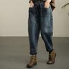 Мешковатые джинсы-шаровары с высокой талией, женские повседневные джинсы с большим карманом длиной до щиколотки, весна-осень, корейские, большие размеры, винтаж