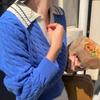 Вязаный женский свободный пуловер с длинными рукавами и цветными блоками