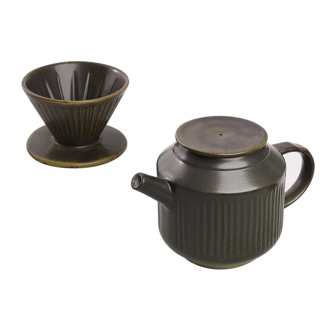 Yoshiki Kobo Coffee Drip Set Ceramic Coffee Dripper Server Stylish Coffee Server Dripper Coffee Drip Equipment Set Coffee Pot Hand Drip Pottery 650ml