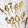 10 шт. Золотые Блестящие Топперы с Цифрами для Торта 0-9 Золотые Шпажки с Короной DIY Украшение для Капкейков на День Рождения Свадьбу Юбилей