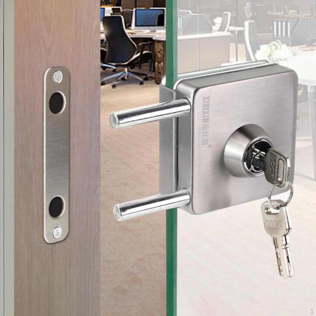 Glass Door Lock Office Stainless Steel Durable Push Sliding Gate for 10mm-12mm