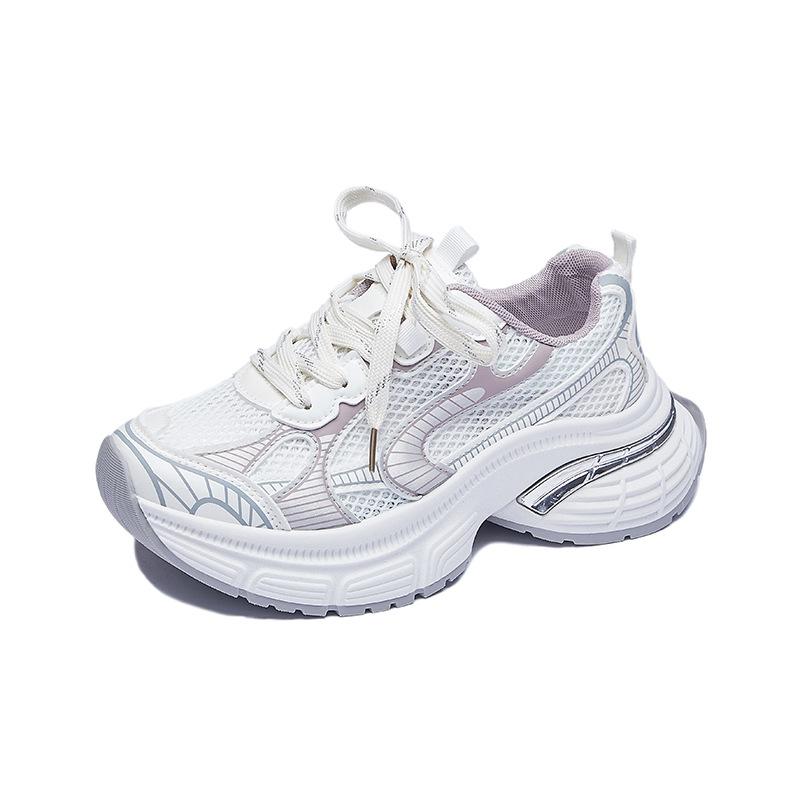 Корейские кроссовки для новых пап для женщин на лето, студенческие спортивные и для отдыха, сетчатые дышащие, на толстой подошве для увеличения роста