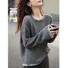 Demana Women's Color-Block Lamb Wool Blend Round Neck Knit Sweater