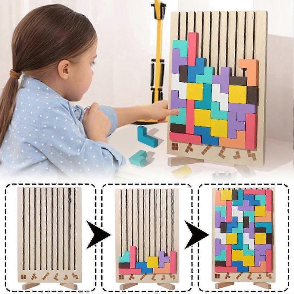 Educational 3D Block Puzzle Toys for Children Kindergarten, Engaging Wooden Puzzle Game for Kids Teens, for Motor Skills - KM