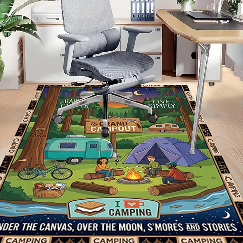 1PC Camping Moonlight Non-Slip Floor carpet, Office, family, bedroom, Studio - Large Area Rug, Vibrant Colors-C0487