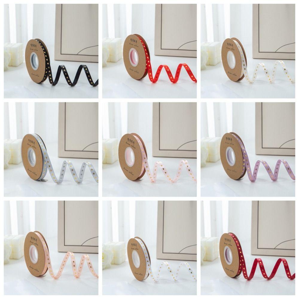 Classic Gold-stamped Heart Ribbons 1cm*30 meters Gift Packaging Ribbon  DIY